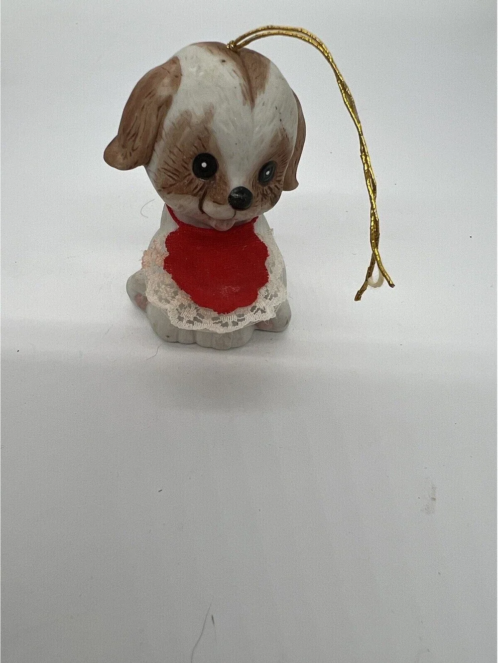 Vintage Jasco L'il Chimers Playful Puppy Dog Porcelain Bell Christmas Ornament